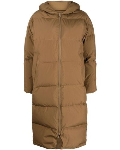 Yves Salomon Zipped Hooded Coat - Natural