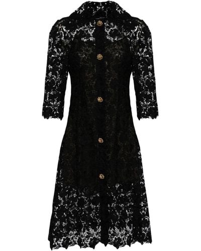 Oscar de la Renta Sequinned Guipure-lace Shirtdress - Black