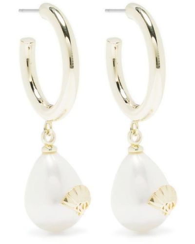 Karl Lagerfeld Pearl-charm Hoop Earrings - White