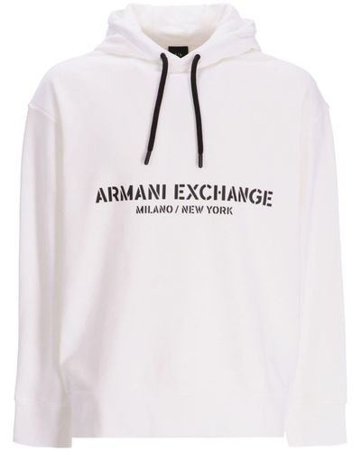 Armani Exchange Logo-print Cotton Hoodie - Natural