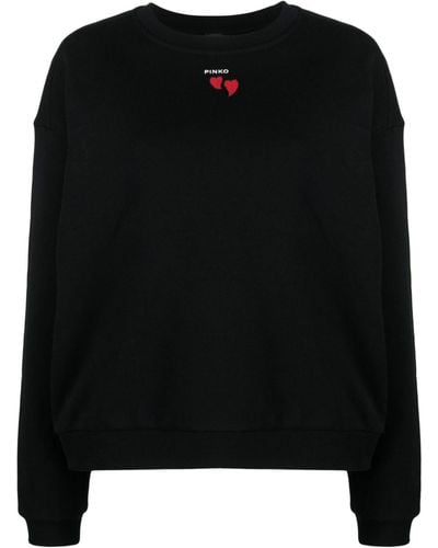 Pinko Logo Intarsia-knit Cotton Jumper - Black