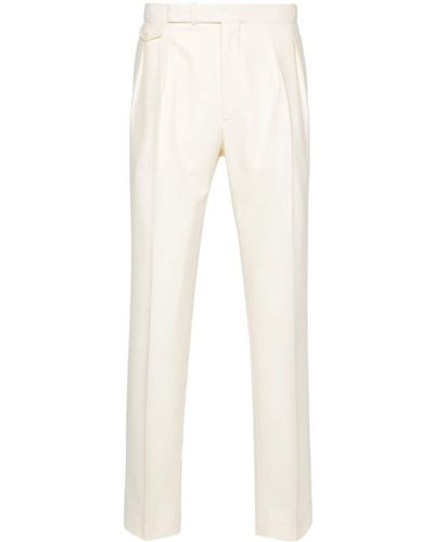 Tagliatore Wool Tapered Trousers - White