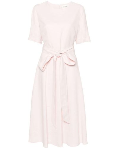P.A.R.O.S.H. Belted Flared Midi Dress - Pink