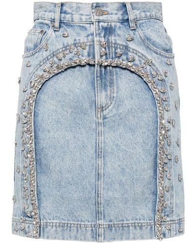 Acler Crystal-embellished Denim Miniskirt - Blue