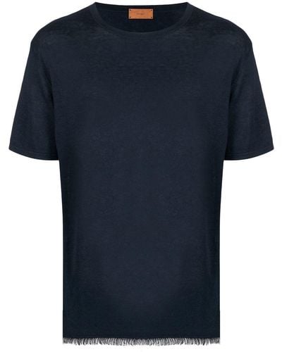 Alanui T-shirt en lin à bords francs - Bleu