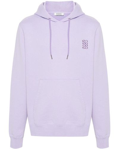 Sandro Logo-embroidered Relaxed-fit Cotton Hoody X - Purple
