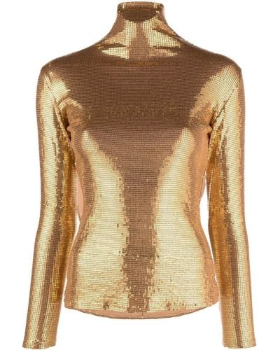 Atu Body Couture Sequinned High-neck Top - Brown