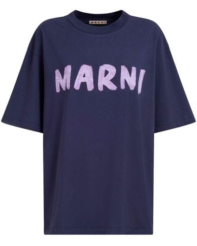 Marni T-shirt en coton à logo imprimé - Noir
