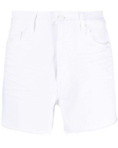 PAIGE Logo-patch Denim Shorts - White