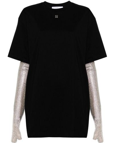 GIUSEPPE DI MORABITO T-shirtjurk Met Vingerloze Handschoenen - Zwart