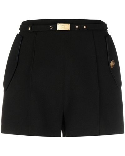 Elisabetta Franchi Logo-buckle Belt Shorts - Black
