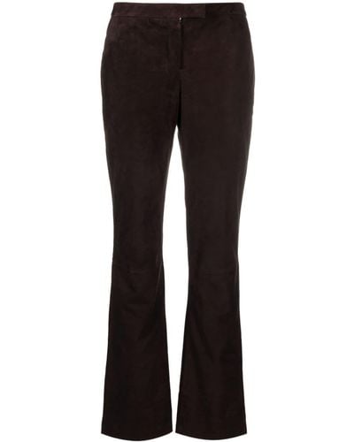Theory Flared Leather Trousers - Black