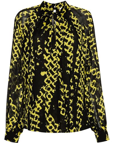 Diane von Furstenberg Candace Abstract-pattern Blouse - Black