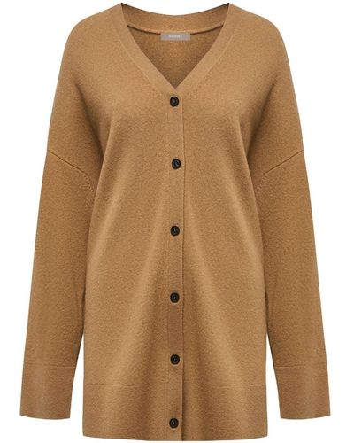 12 STOREEZ Ribbed-trim Fine-knit Cardigan - Brown