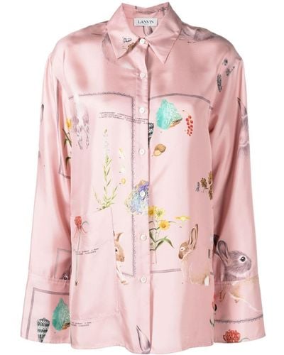 Lanvin Seidenhemd mit Natur-Print - Pink