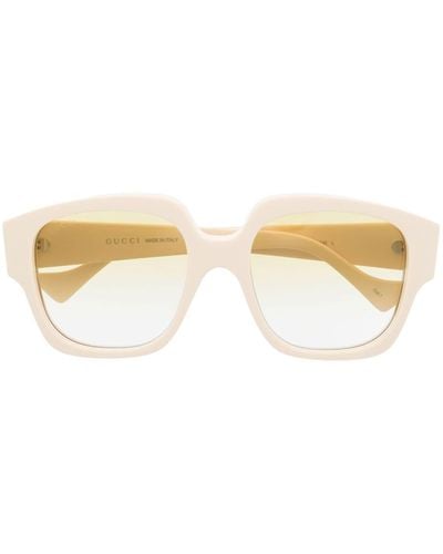 Gucci Sonnenbrille mit eckigem Gestell - Weiß