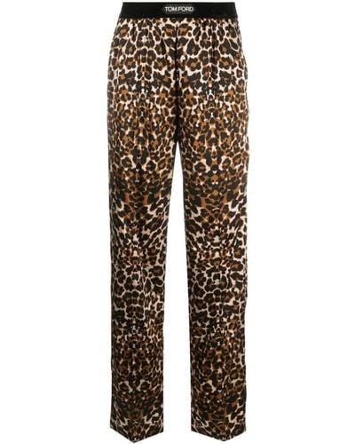 Tom Ford Leopard-print Straight-leg Pants - Black