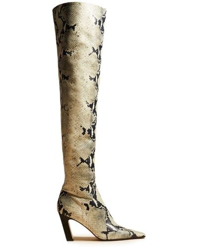 Khaite The Marfa Python-effect Knee High Boots - White