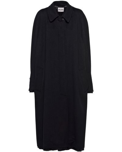 Miu Miu Single-breasted Mid-length Coat - Black