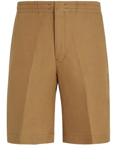 Zegna Mid-rise Linen Shorts - Natural