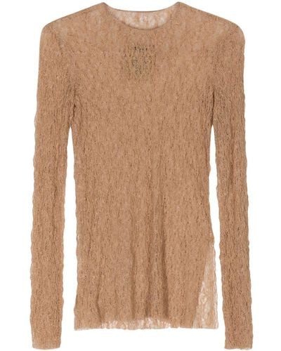 Uma Wang Side-slits Open-knit Blouse - Brown