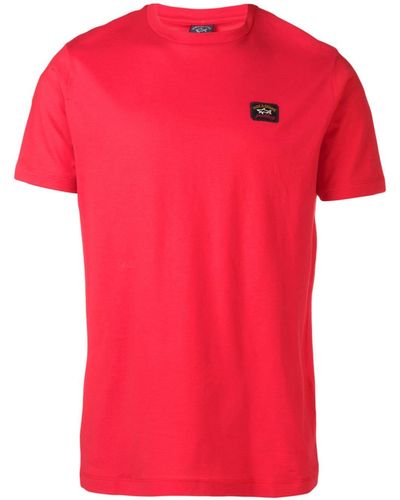 Paul & Shark T-Shirt mit Logo-Patch - Rot