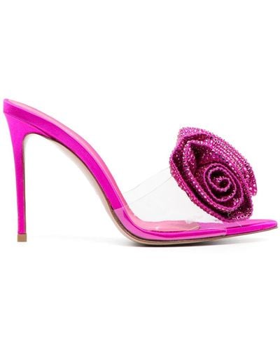 Le Silla Rose 100mm Crystal-embellished Mules - Pink