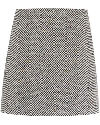 Ermanno Scervino Printed Wool Mini Skirt - Grey
