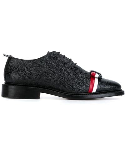 Thom Browne Frontal Striped Detail Lace-up Leather Shoes - Blue