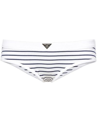 Prada Striped Jersey Brief Shorts - White