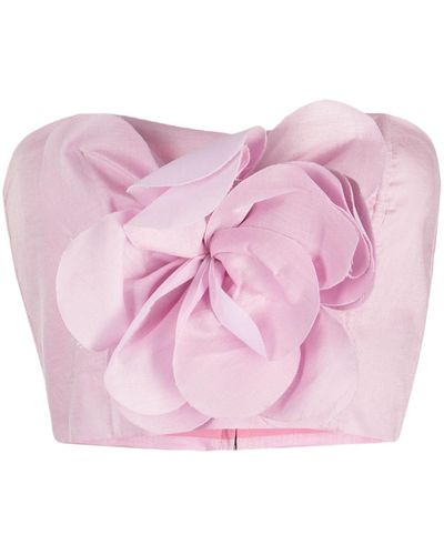 Bambah Top corto con motivo floral - Rosa