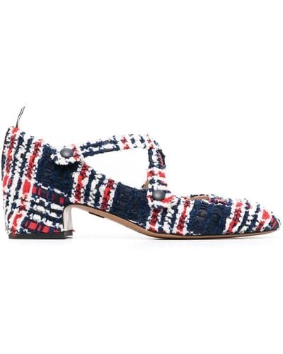 Thom Browne Criss-cross 40mm Tweed Court Shoes - White