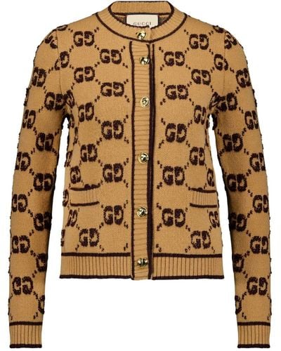 Gucci GG Bouclé-jacquard Cardigan - Brown