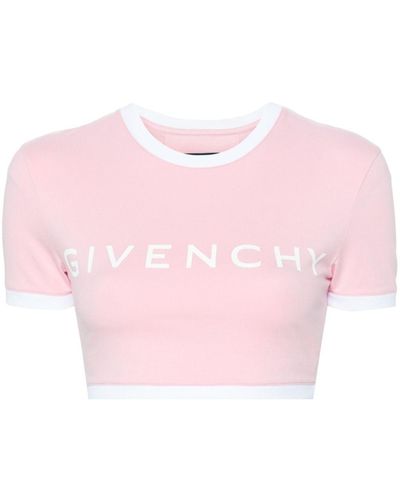 Givenchy Cropped T-shirt Met Logoprint - Roze