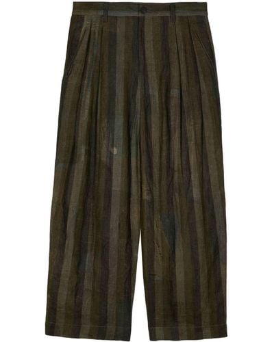 Ziggy Chen Stripe-print Wide-leg Pants - Green