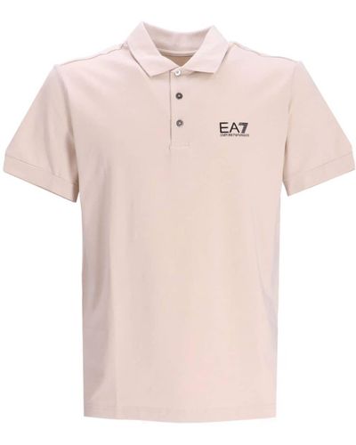 EA7 Polo en coton à logo imprimé - Rose