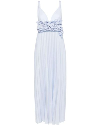 P.A.R.O.S.H. Floral-appliqué Pleated Gown - White