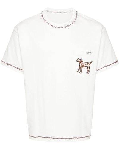 Bode T-shirt Griffon Pocket en coton - Blanc
