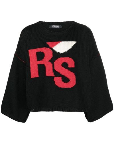 Raf Simons Intarsia-knit Logo Sweater - Black