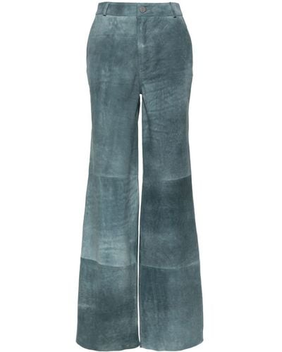 Arma Pantalon en daim Galizia à coupe ample - Bleu