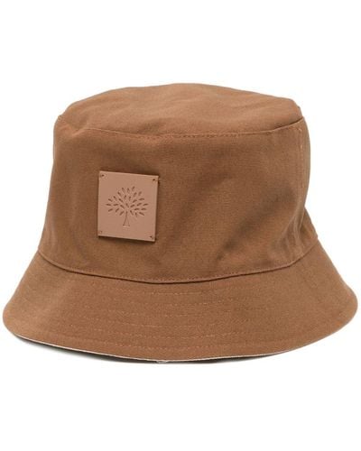 Mulberry Logo-patch Cotton Bucket Hat - Brown