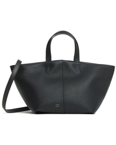 Mansur Gavriel Tulipano Leather Tote Bag - Black