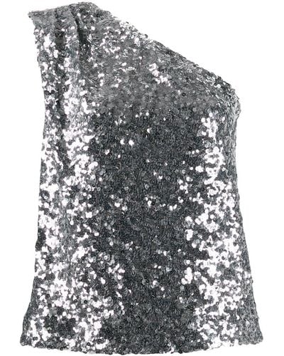 Halpern Off-the-shoulder Sequin Top - Metallic