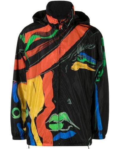 Moschino Artistic-print Hooded Jacket - Black