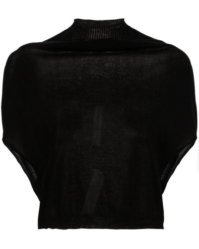 Rick Owens Crater Draped Crop Top - Black