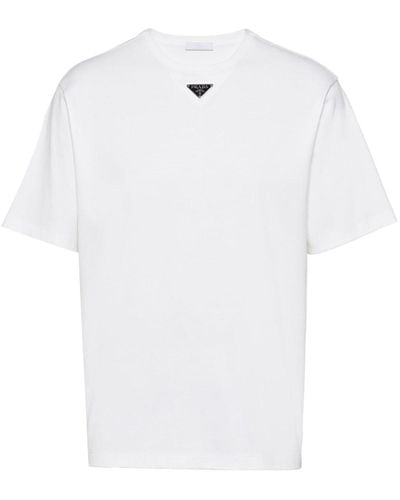 Prada Triangle-logo Cotton T-shirt - White