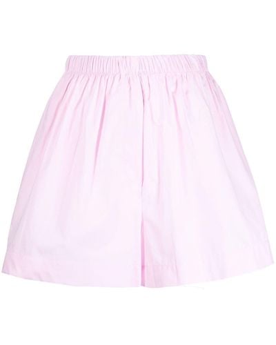 Kika Vargas Wide-leg Cotton Shorts - Pink