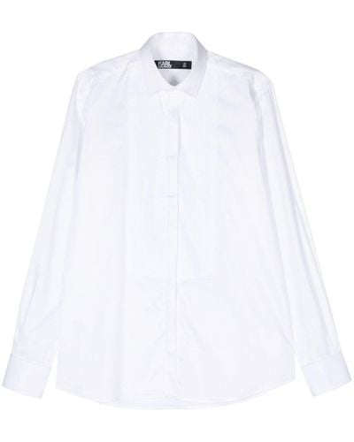 Karl Lagerfeld Popeline-Hemd mit gesmoktem Detail - Weiß