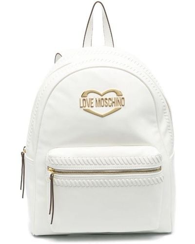 Love Moschino Logo-plaque Whipstitch-trim Backpack - White