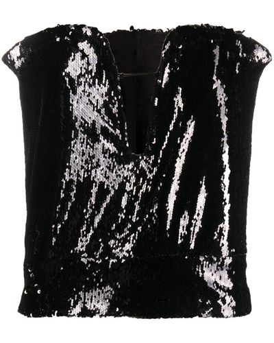 Isabel Marant Mandy Sequin-embellished Top - Black